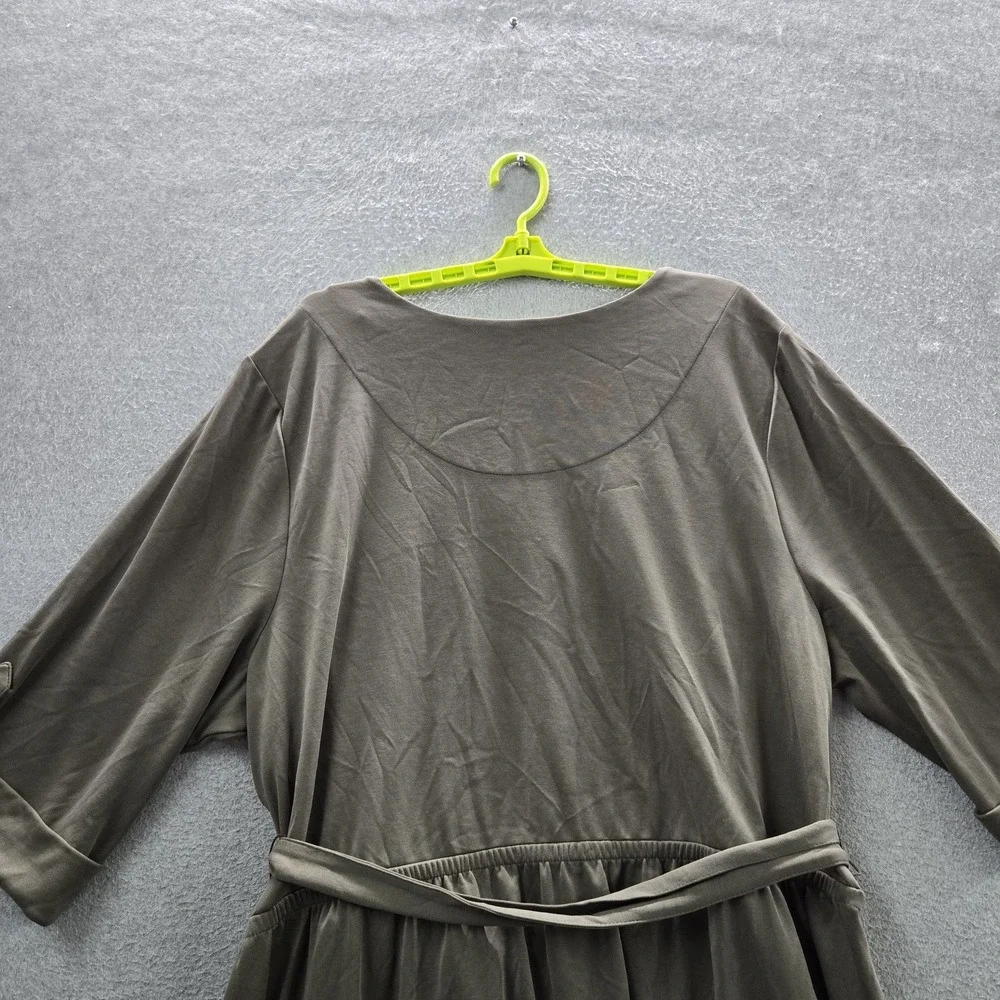 Lane Bryant Women Dress 26/28 Olive Fit & Flare Button Relaxed 3/4 Sleeve NWT